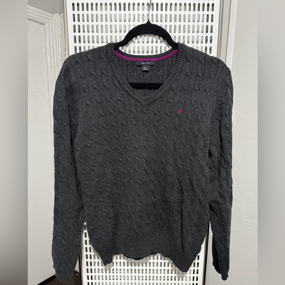 Nautica Women's Charcoal V-Neck Sweater